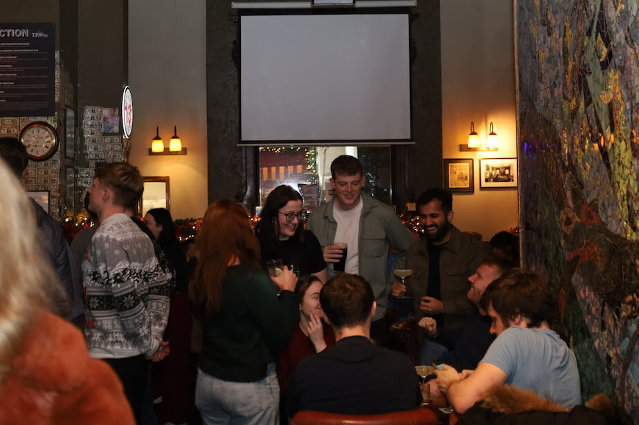 Colleagues celebrating a corporate Christmas party at T.P. Smith's Dublin